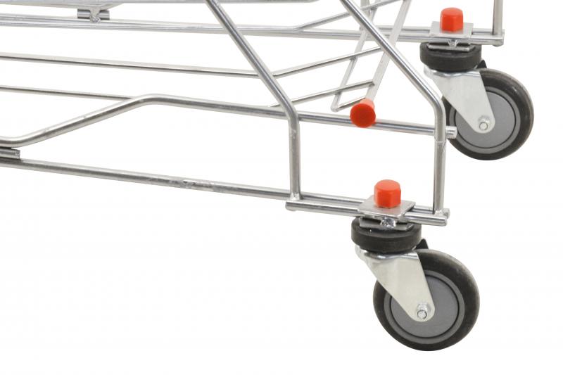 Shopping Cart with Zinc/Chrome Finish and Red Plastic Handles
